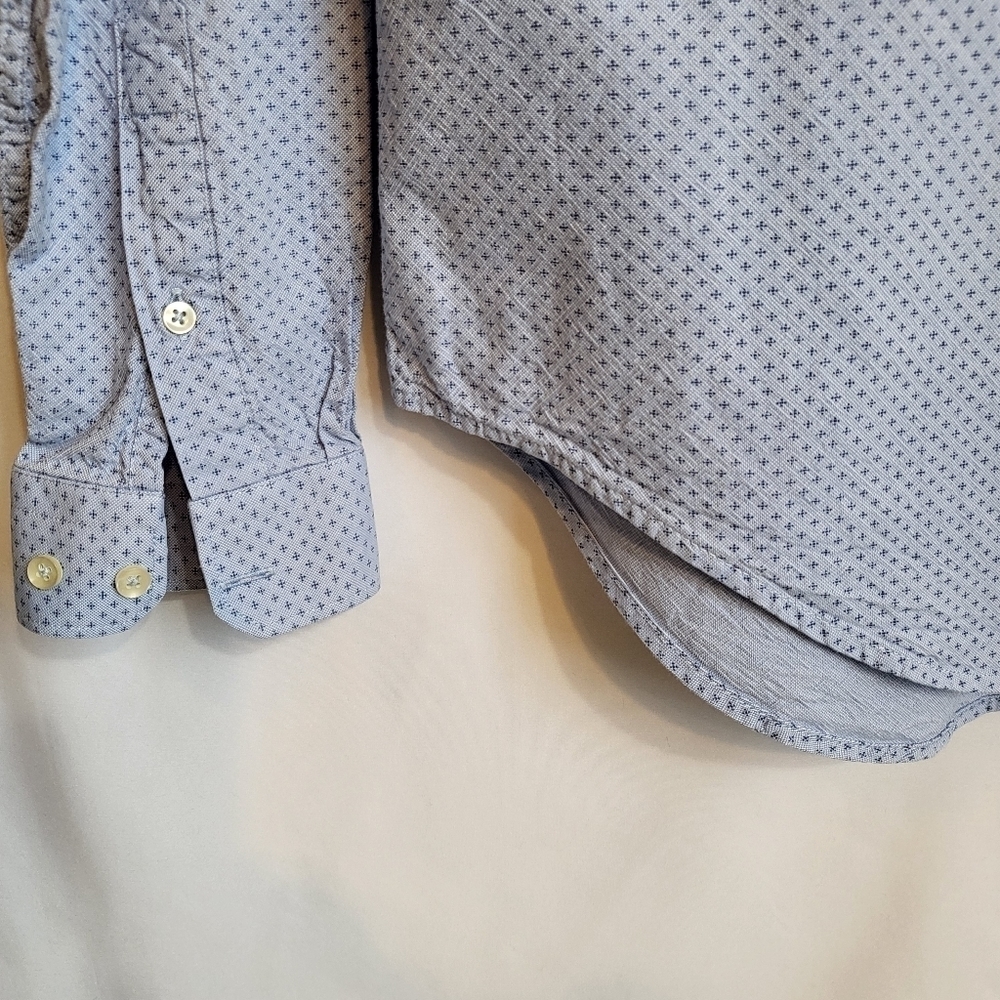 Zara Man slim cotton button down long sleeve collar  blue M medium pre-owned - Picture 3 of 8
